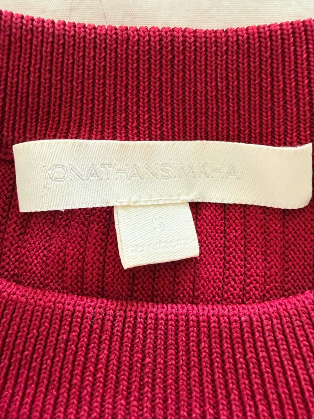 Jonathan Simkhai Ribbed Bell Sleeve Sweater Top - Deep Wine - Picture 4 of 4